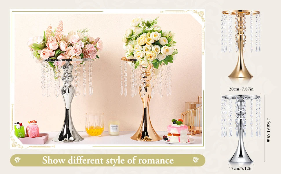 13 Inch Tall Crystal Flower Stand Floral Vases