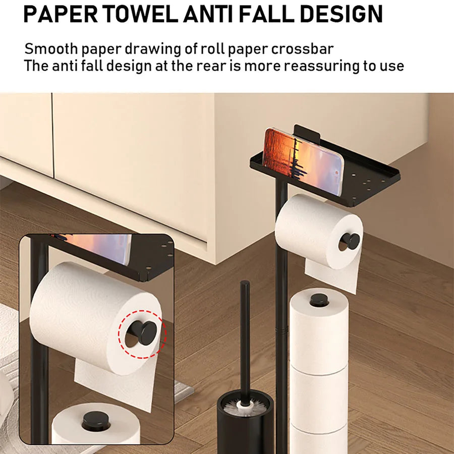 Toilet toilet floor standing paper holder with toilet brush storage