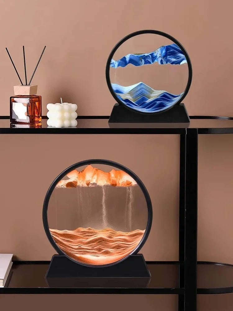 3D Moving Sand Art Picture Round Glass Deep Sea Sandscape