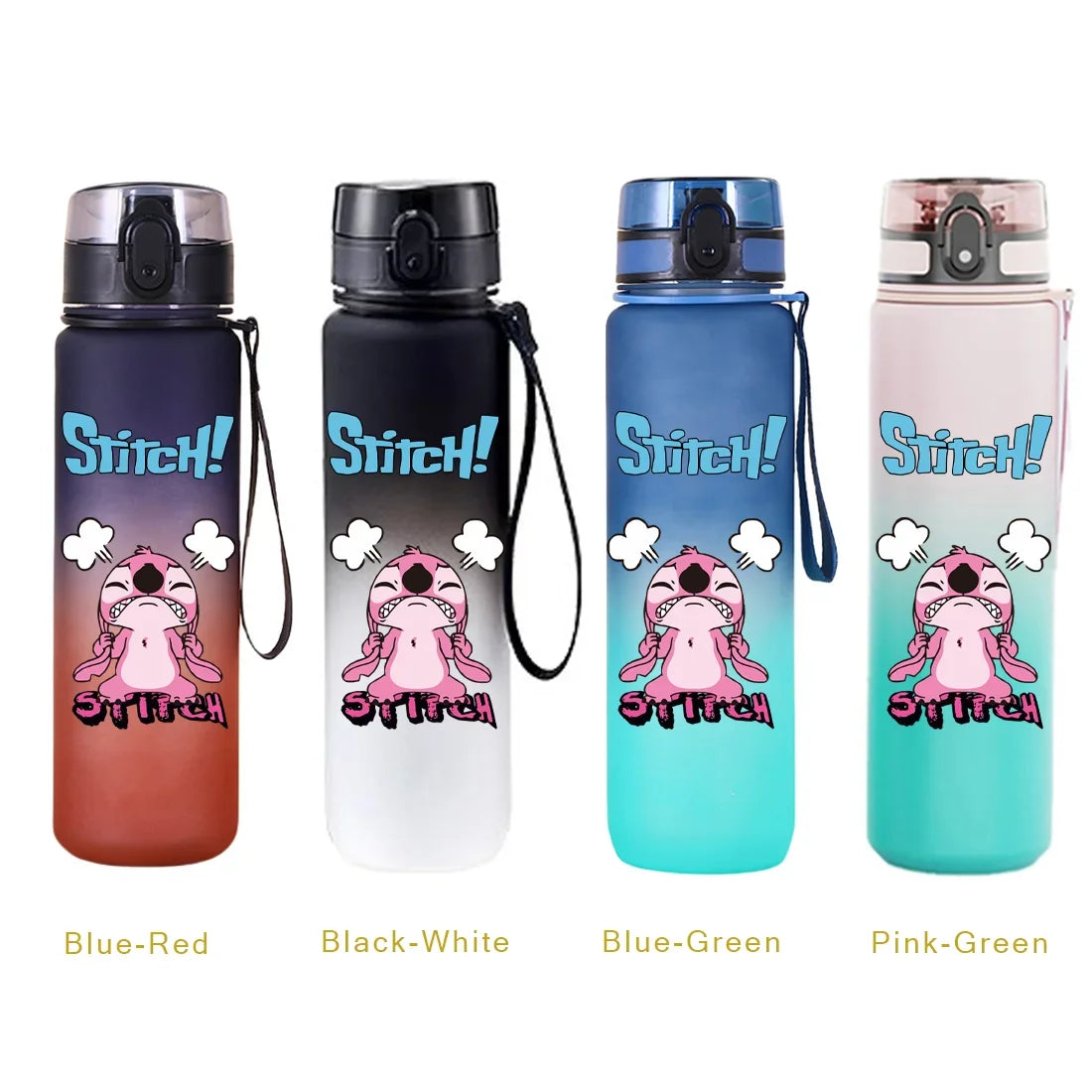 650ML Stitch Sports Flip Cover Water Bottle Leak Proof Colorful Plastic Cup