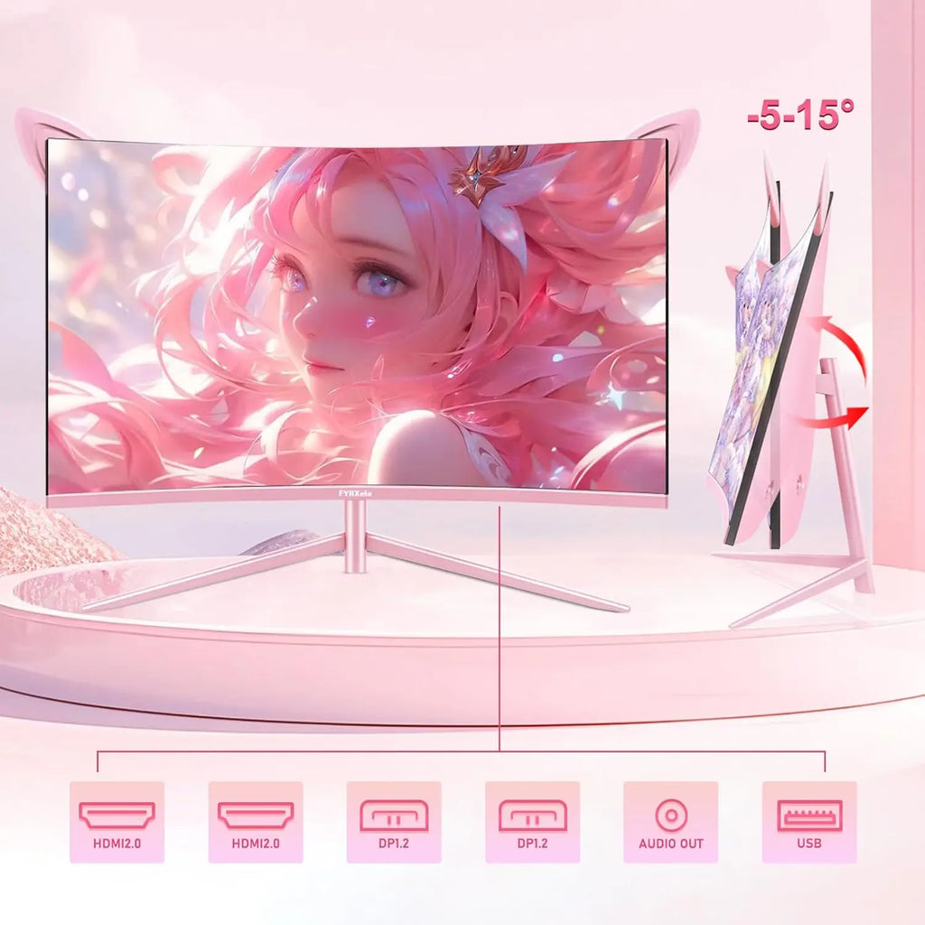 27inch Curved Pink Monitor QHD 165hz 1800R Gaming Display