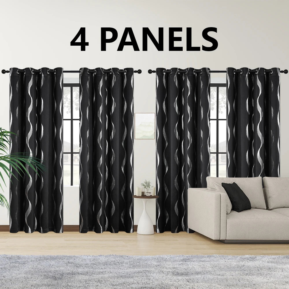 4PCS Blackout Curtains Grommet Thermal Insulated