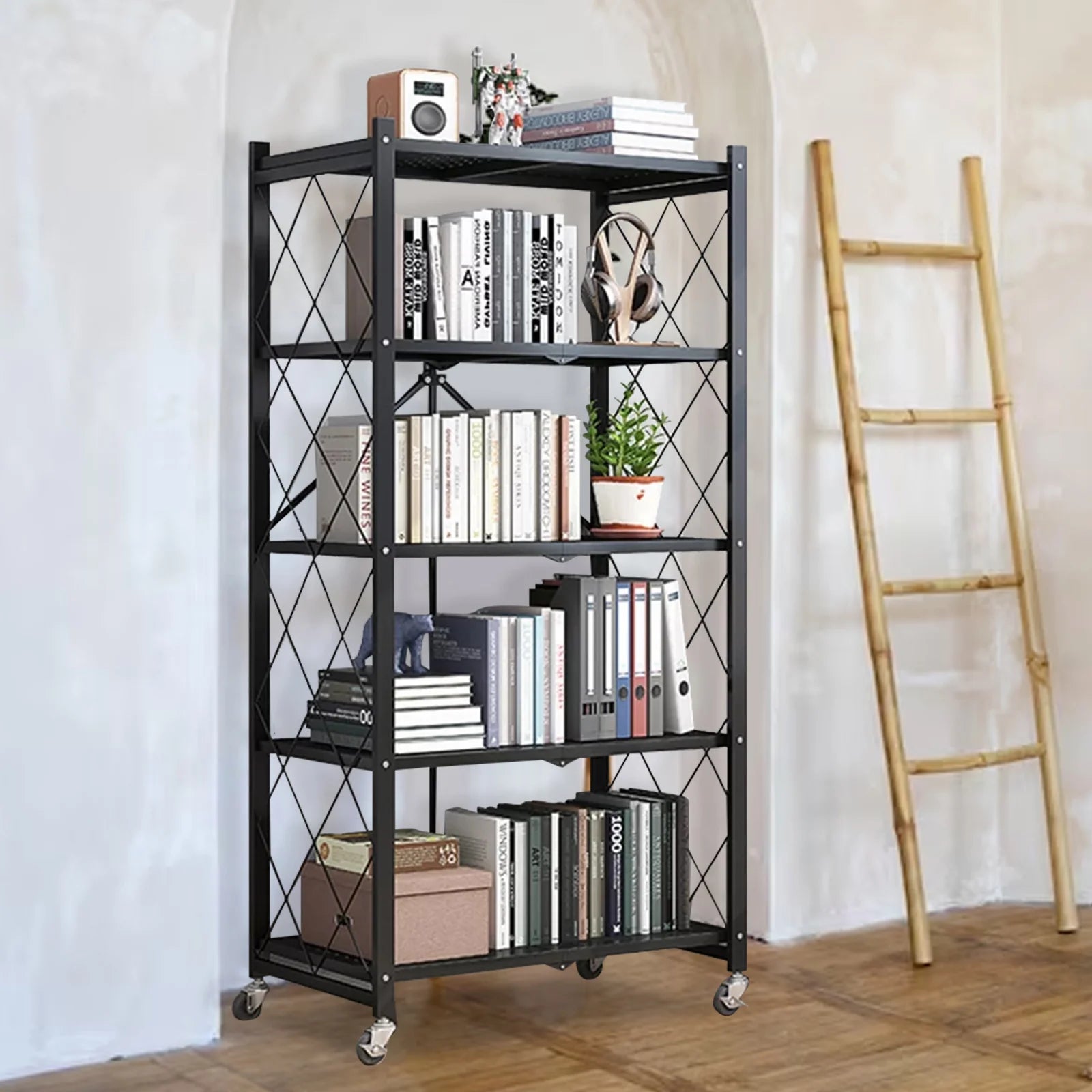 Storage Shelving 5-Tier With Wheel Unit Metal Shelf