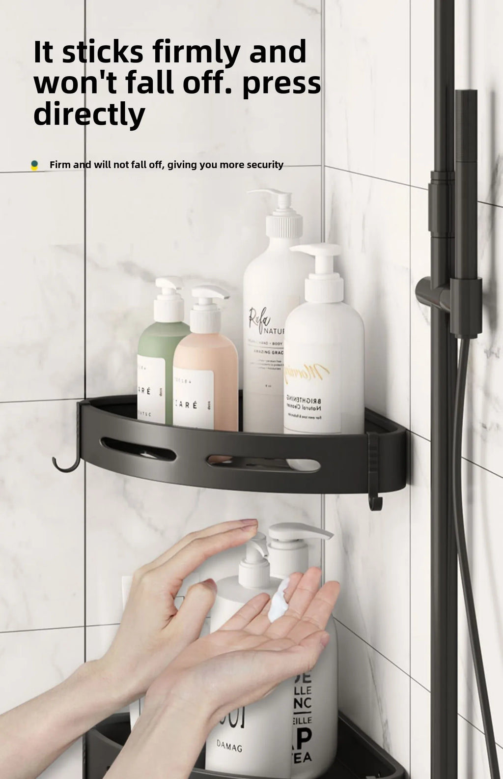 3/2/1 PCS Strong Adhesive No Drill Shower Shelf Storage Upgraded Waterproof Bathroom Organizer