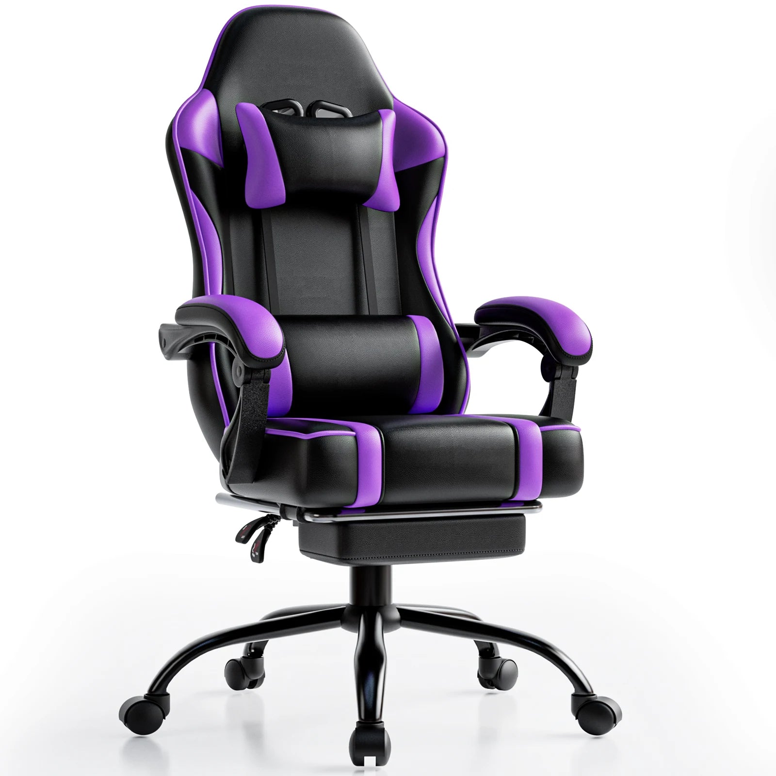 Gaming Chair with Footrest, PU Leather Video Game Chairs