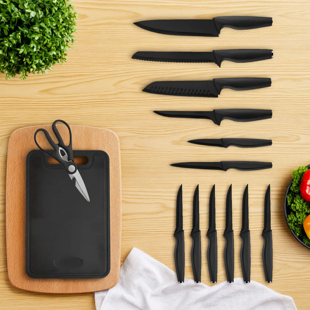 15 pieces kitchen stainless steel knife set,