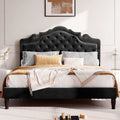Bed Frame with Adjustable Velvet Tiara Headboard,