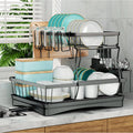 Large 2-tier dish drying rack for kitchen countertops,