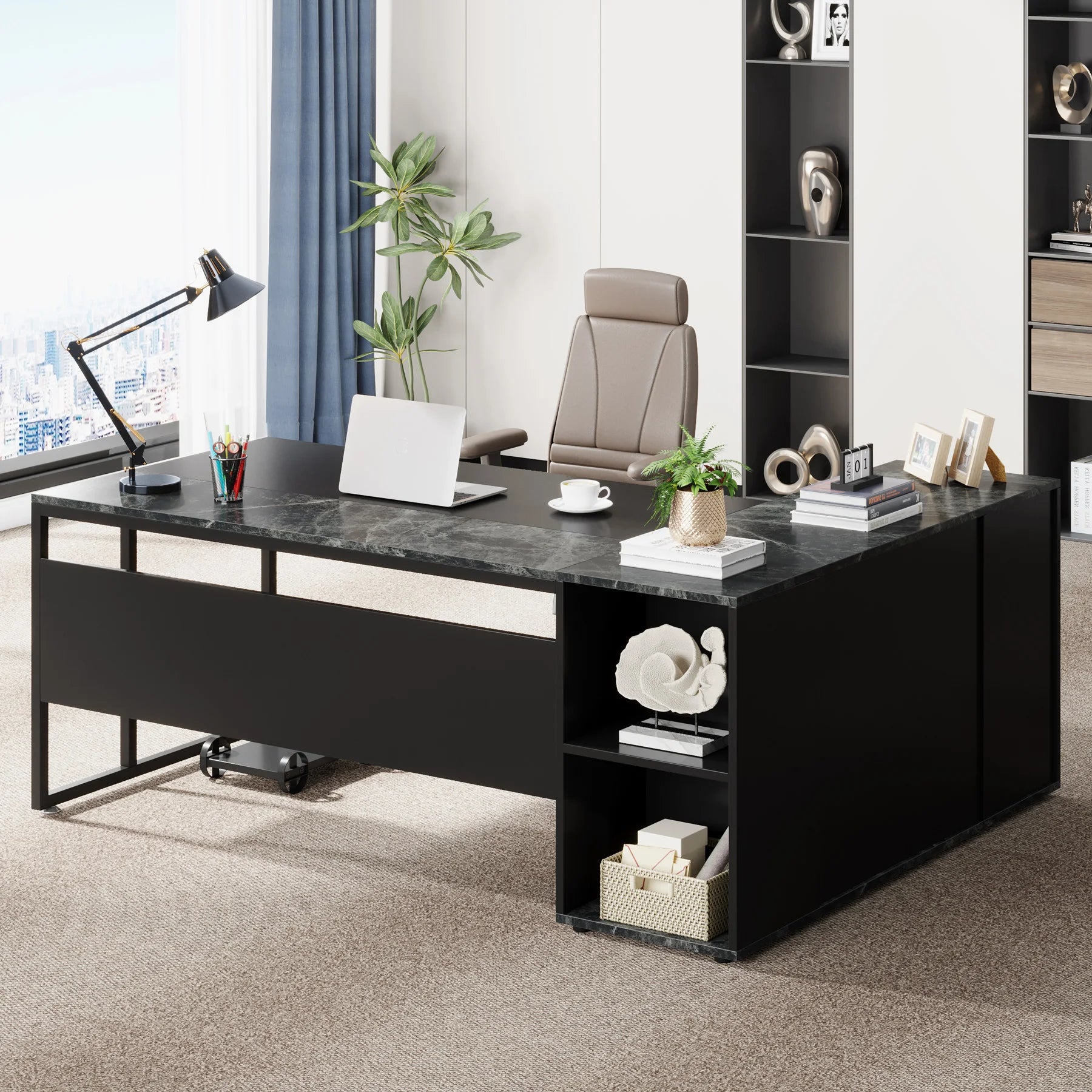 Tribesigns 71 inch Executive Desk, L Shaped Desk