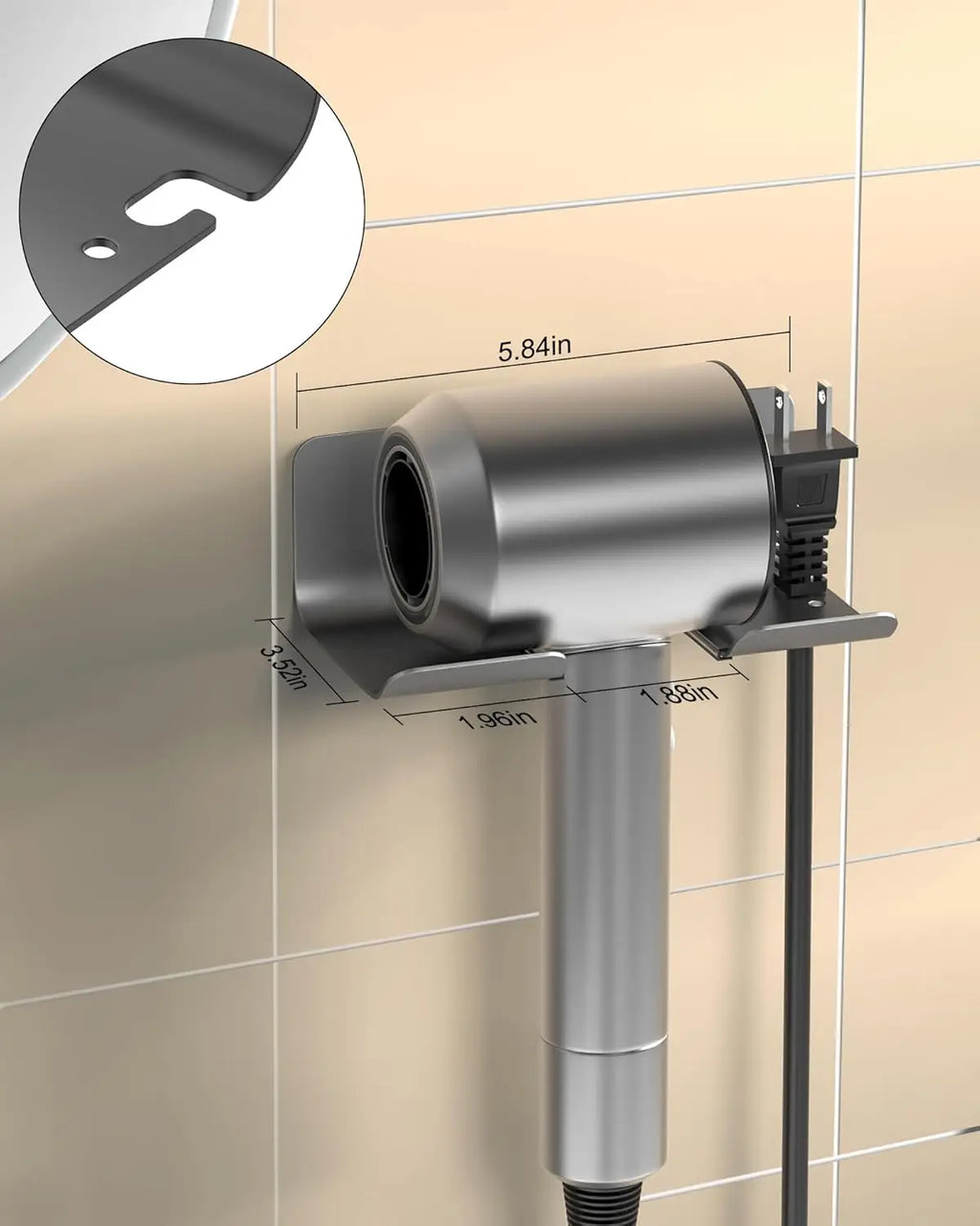 Wall Mounted Hair Dryer Holder Multi-Functional Bathroom Storage Rack,