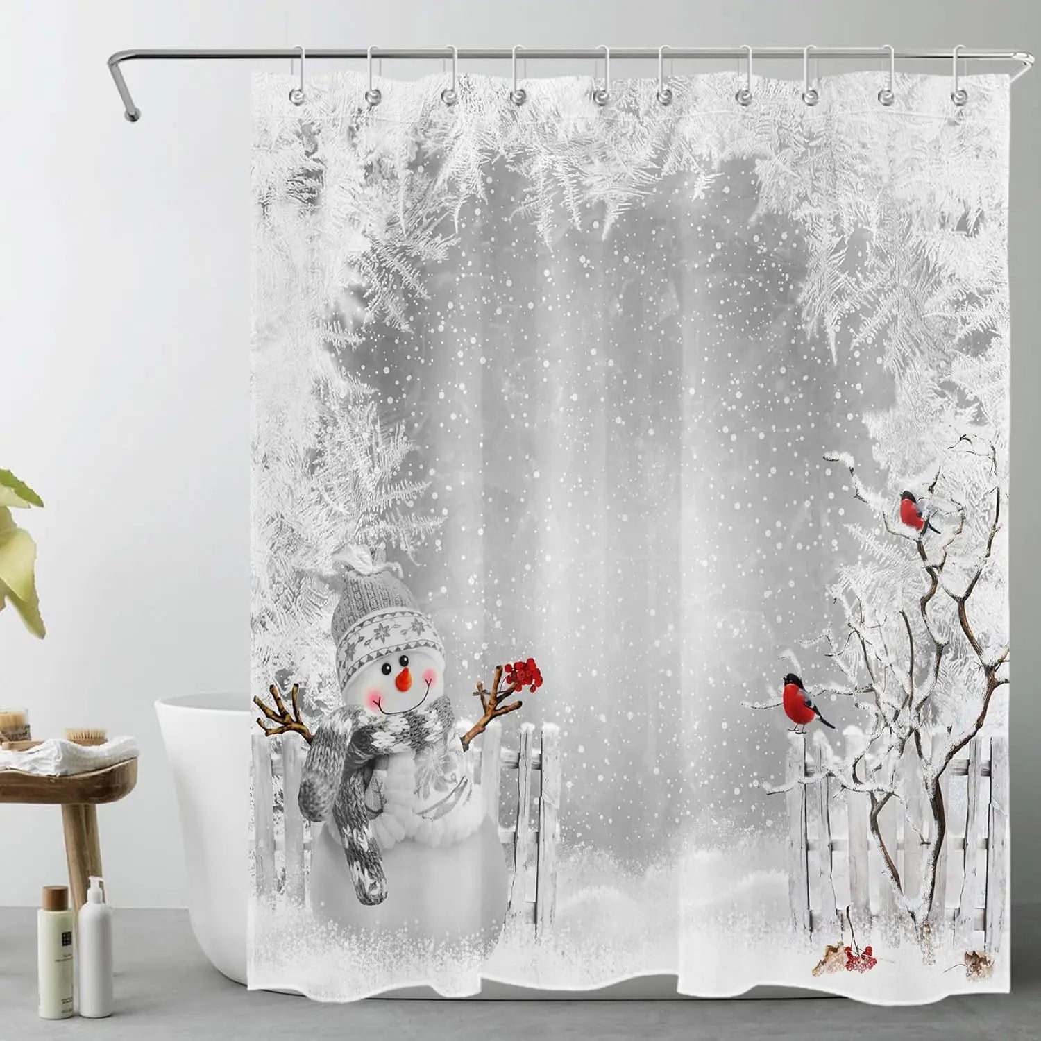 Winter Christmas Snowman Shower Curtains for Kids