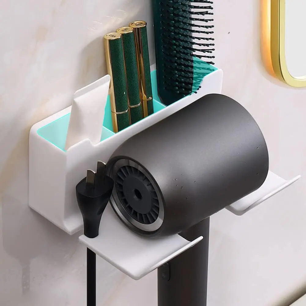 Wall Mounted Hair Dryer Holder Multi-Functional Bathroom Storage Rack,