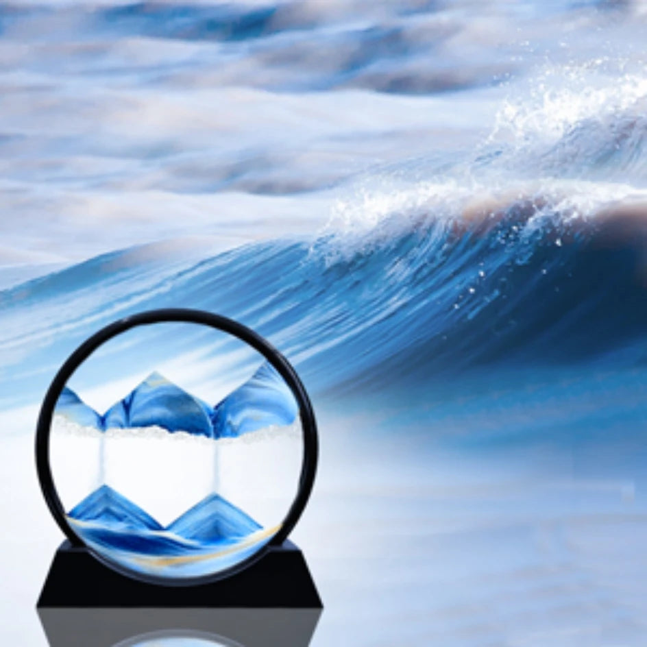 3D Moving Sand Art Picture Round Glass Deep Sea Sandscape