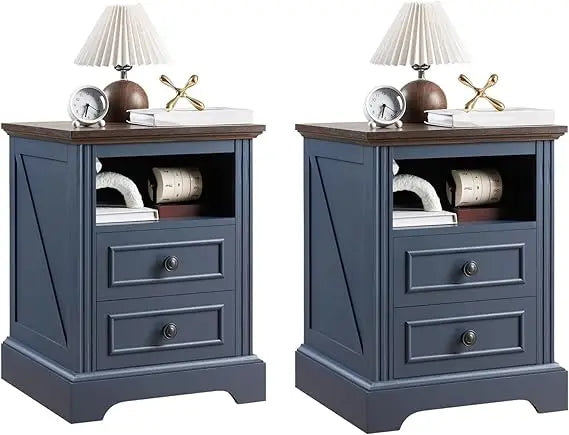 Nightstand Set of 2 with Charging Station
