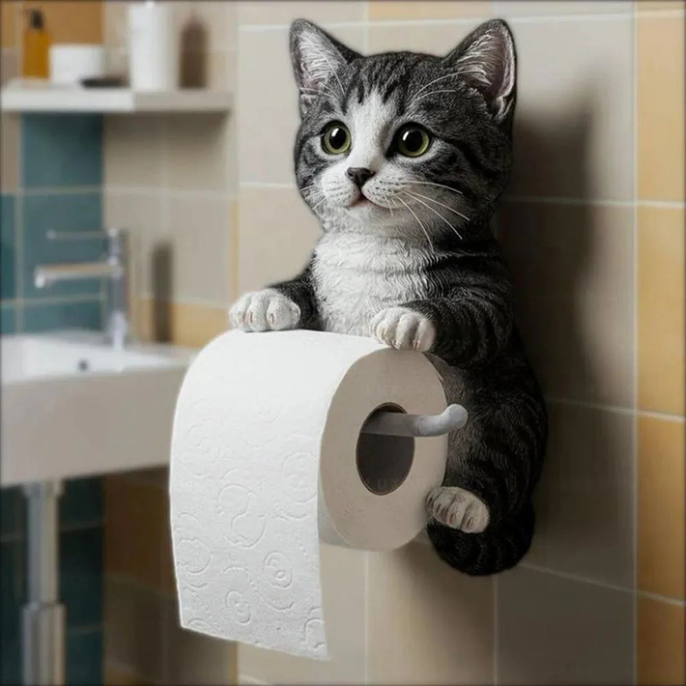 Cat Toilet Paper Holder Wall Mounted