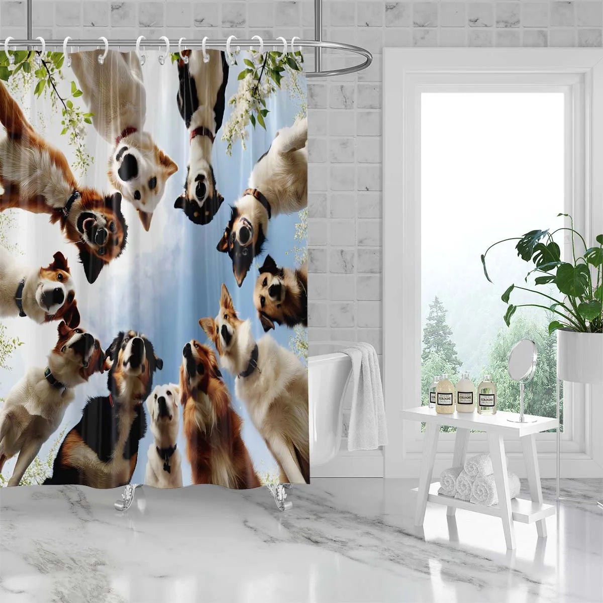1pc Cute Dog Printed Waterproof Shower Curtain