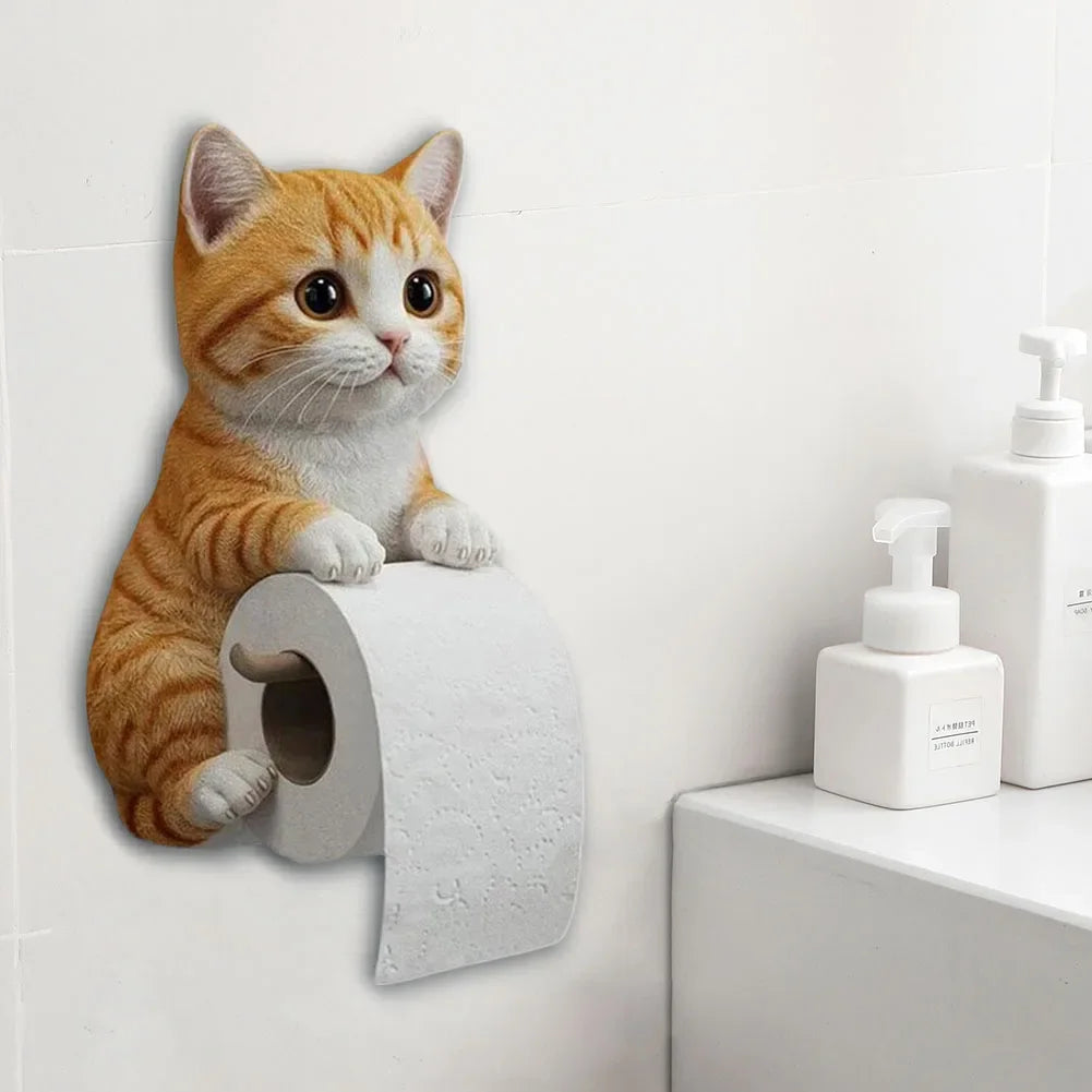 Cat Toilet Paper Holder Wall Mounted