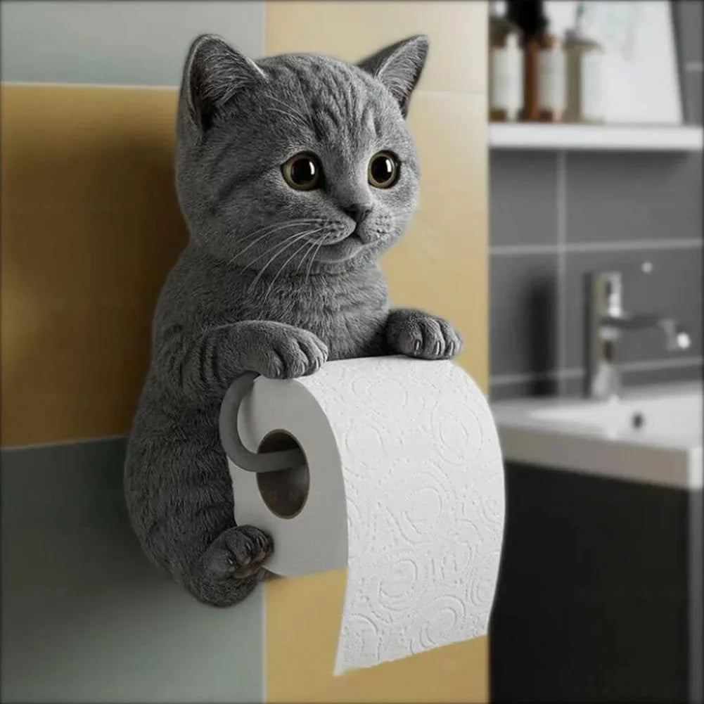 Cat Toilet Paper Holder Wall Mounted