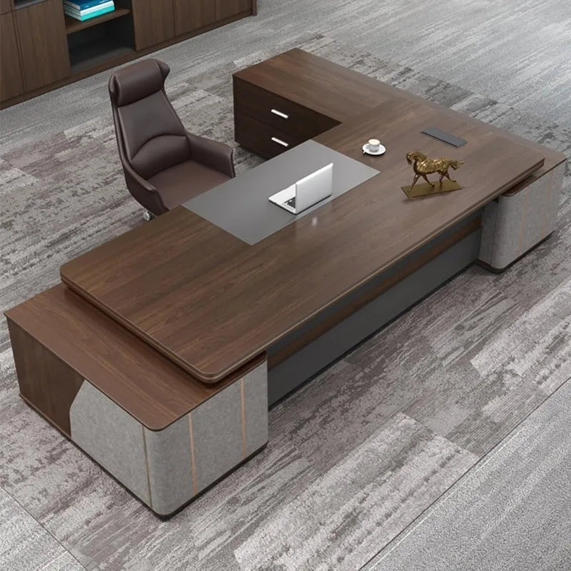 L Shaped Office Desk with Power Outlets & USB Ports,