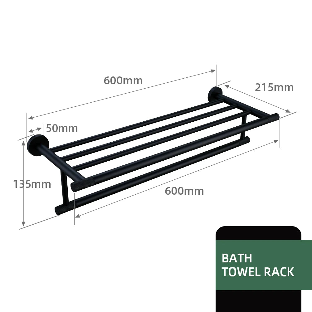 Black Bathroom Accessories Brass Knurled Kit Paper Holder Towel Rack Shelf Single Towel Holder Toilet Brush Holder Hook