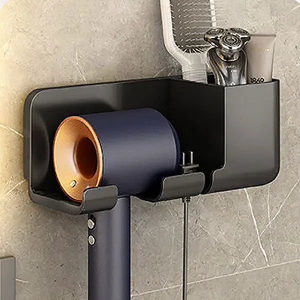 Wall Mounted Hair Dryer Holder Multi-Functional Bathroom Storage Rack,