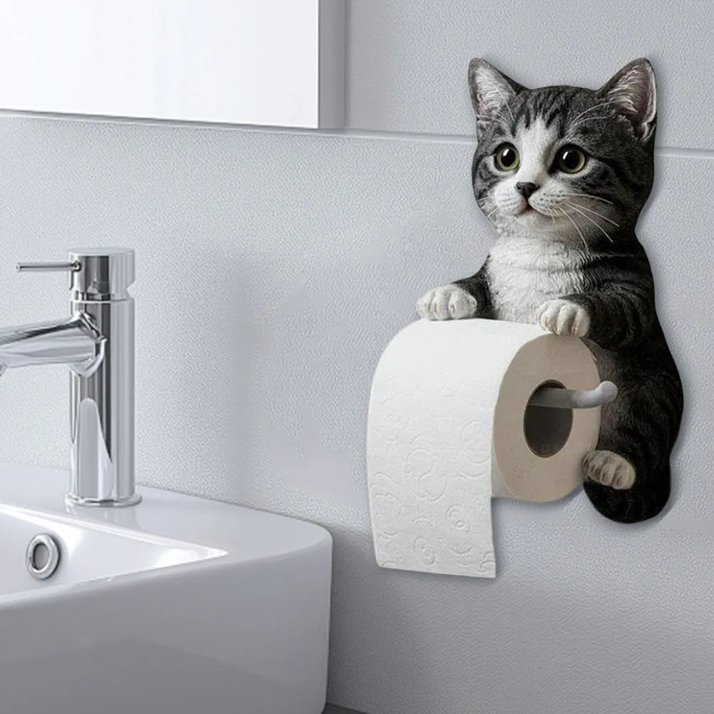 Cat Toilet Paper Holder Wall Mounted