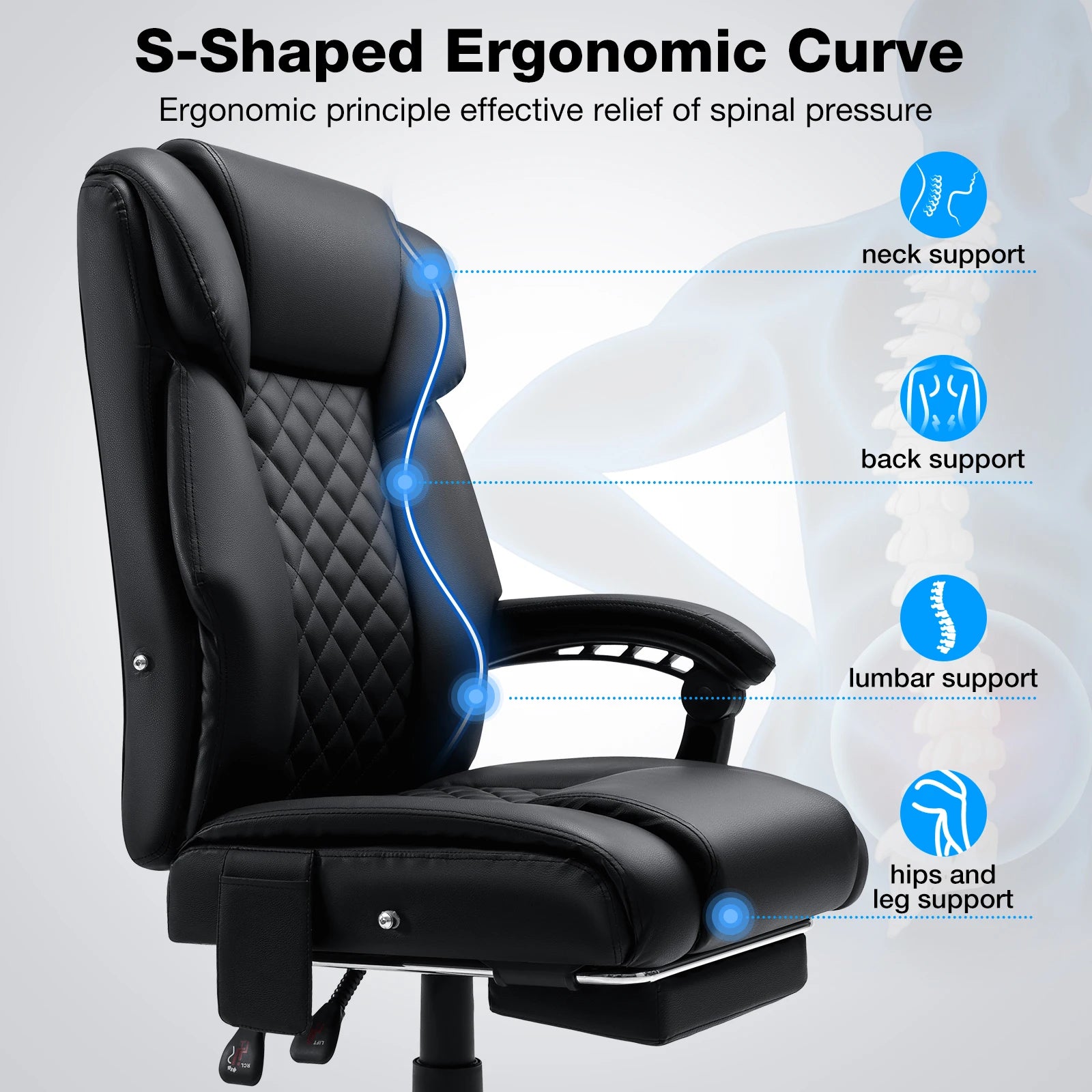 Ergonomic Six Point Massage Office Chair