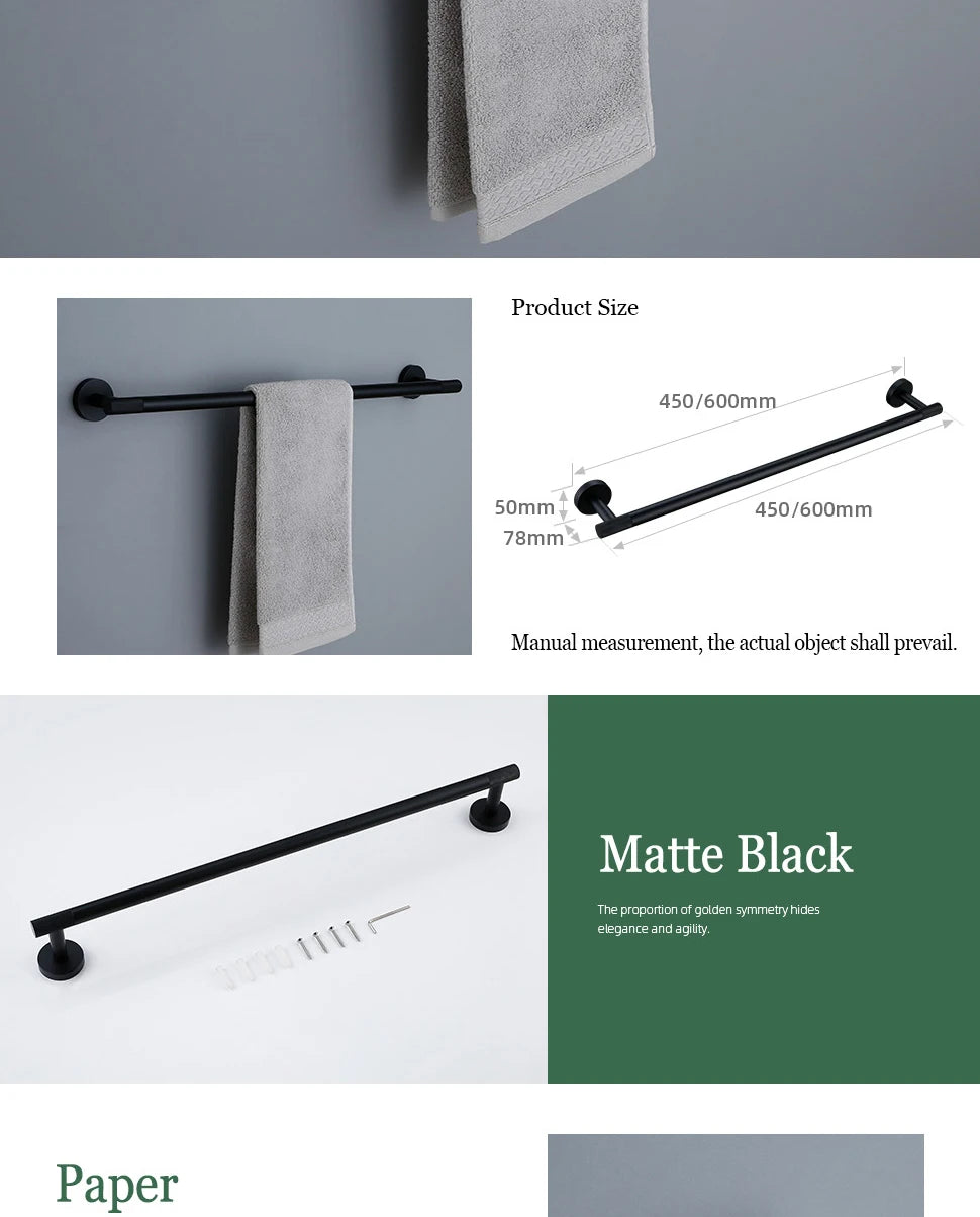 Black Bathroom Accessories Brass Knurled Kit Paper Holder Towel Rack Shelf Single Towel Holder Toilet Brush Holder Hook