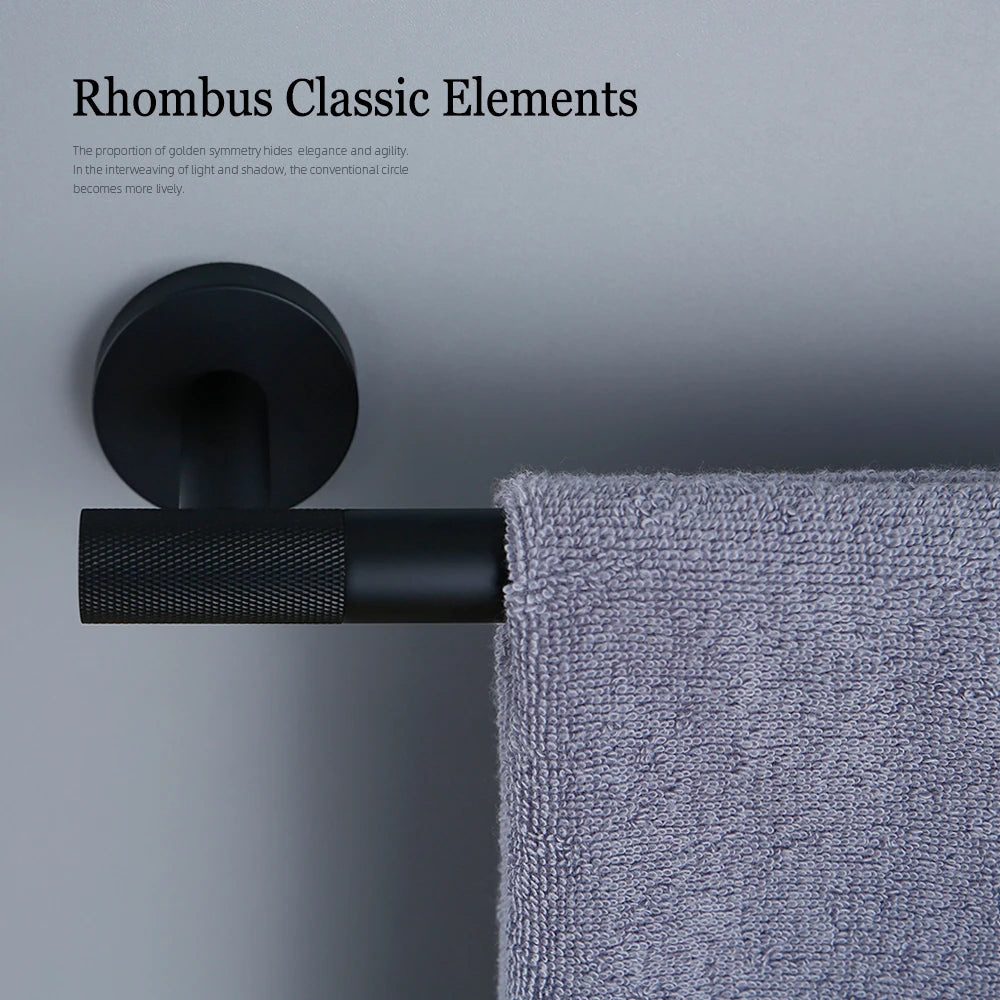 Black Bathroom Accessories Brass Knurled Kit Paper Holder Towel Rack Shelf Single Towel Holder Toilet Brush Holder Hook