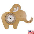 Indoor Elephant Shaped Wood Wall Clock Analog