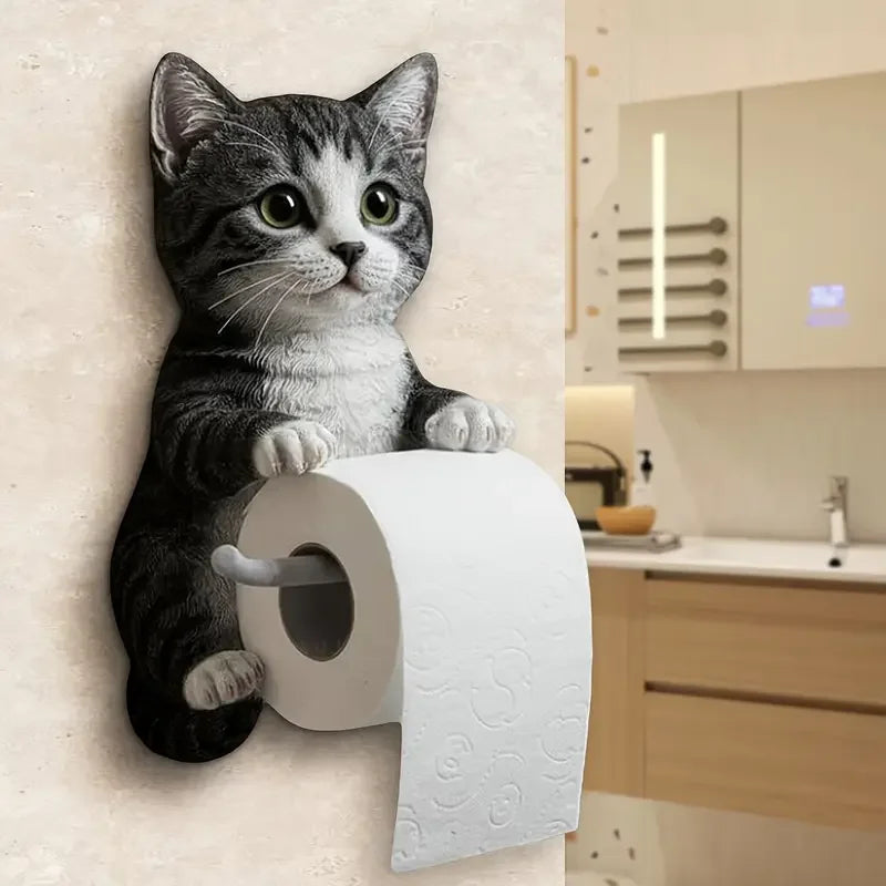 Cat Toilet Paper Holder Wall Mounted