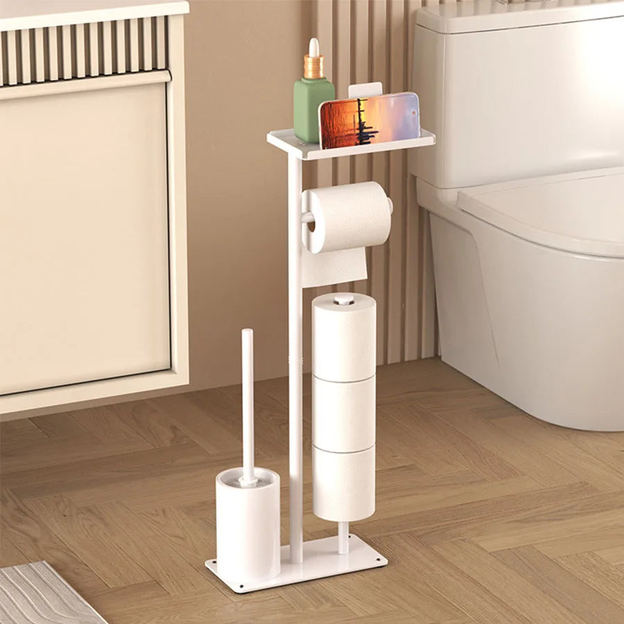 Toilet toilet floor standing paper holder with toilet brush storage