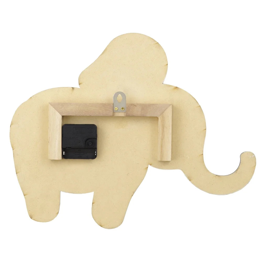 Indoor Elephant Shaped Wood Wall Clock Analog