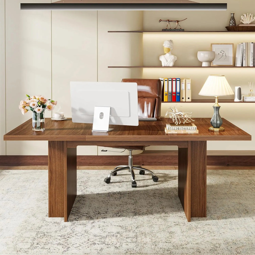 Farmhouse Dining Table for 6 to 8, 63-Inch Rectangular Kitchen Table