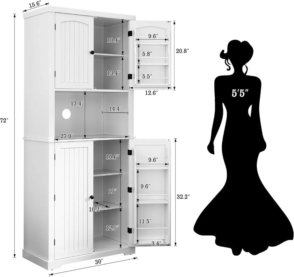 72" Freestanding  Cabinet with Storage Hutch
