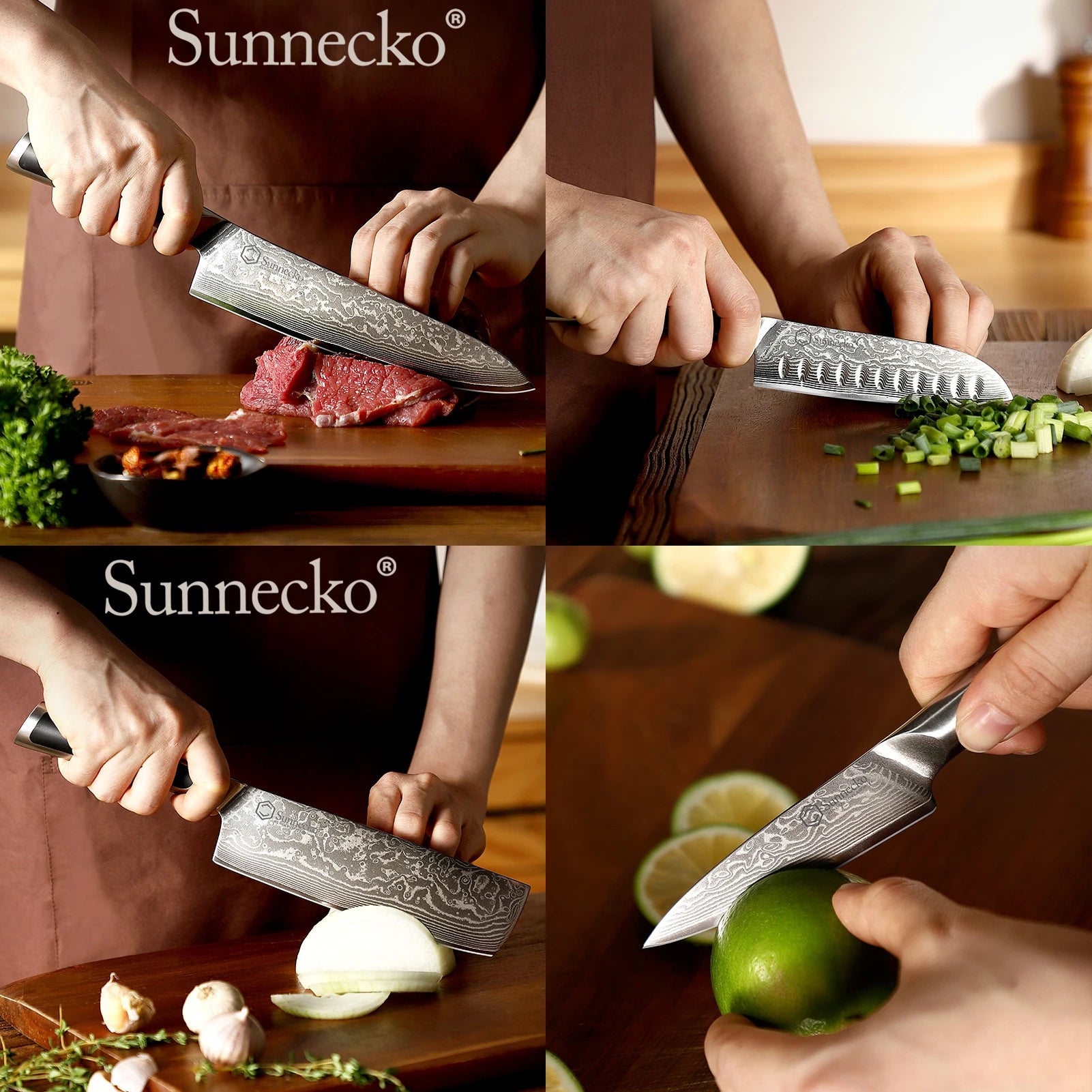 Sunnecko Damascus Knives 1-6Pcs/Set Ultra Sharp