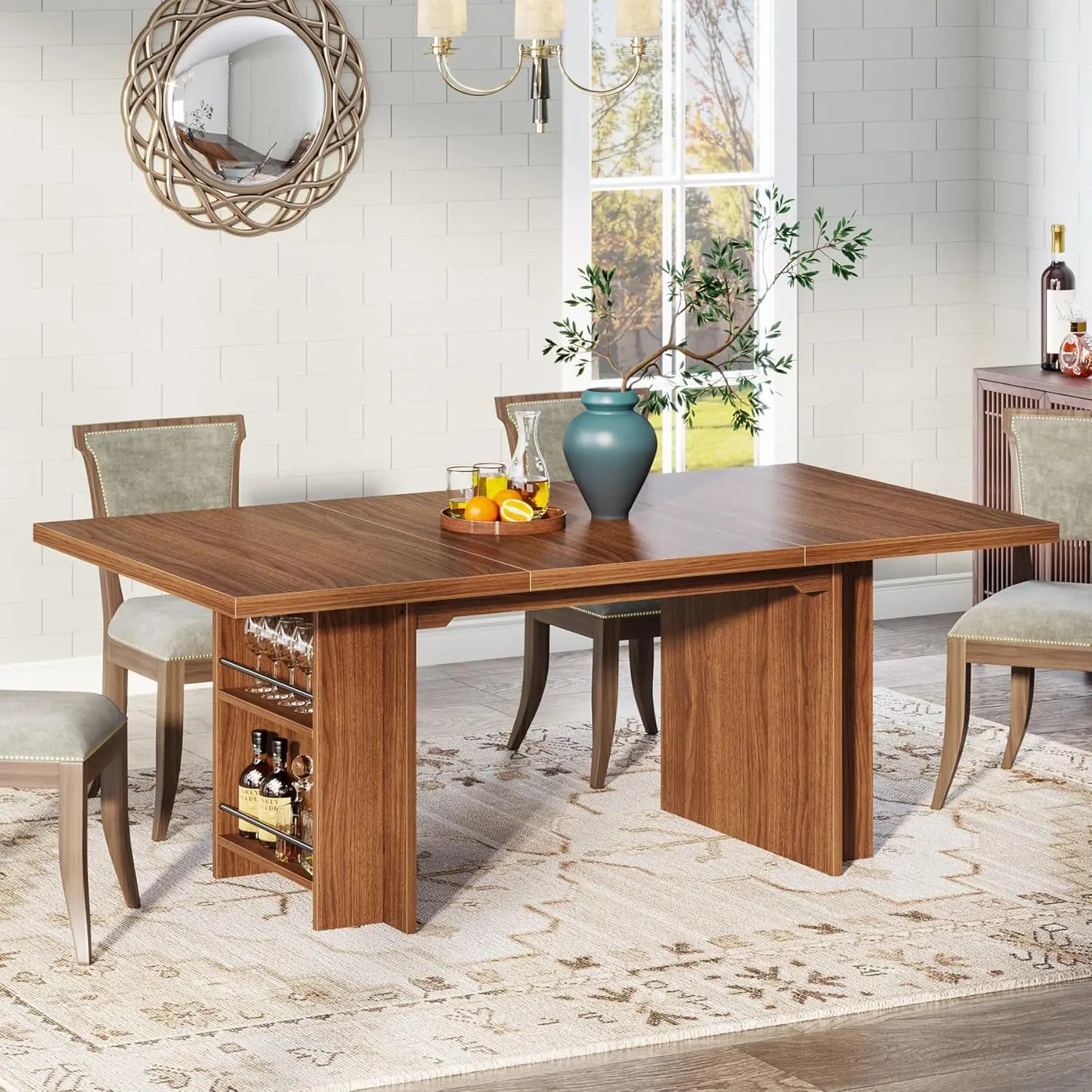 Farmhouse Dining Table for 6 to 8, 63-Inch Rectangular Kitchen Table