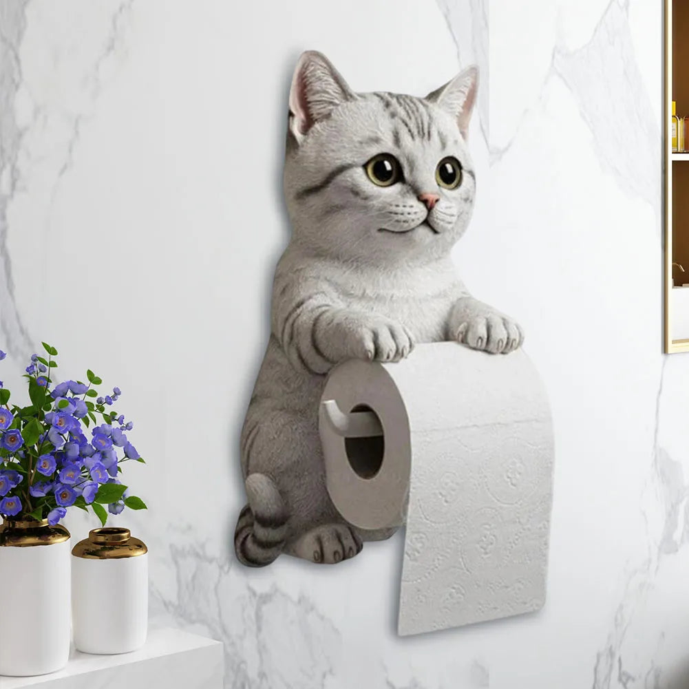 Cat Toilet Paper Holder Wall Mounted