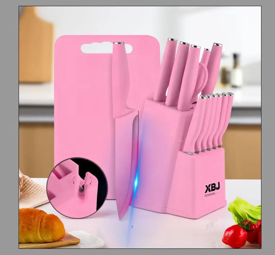15 pieces kitchen stainless steel knife set,