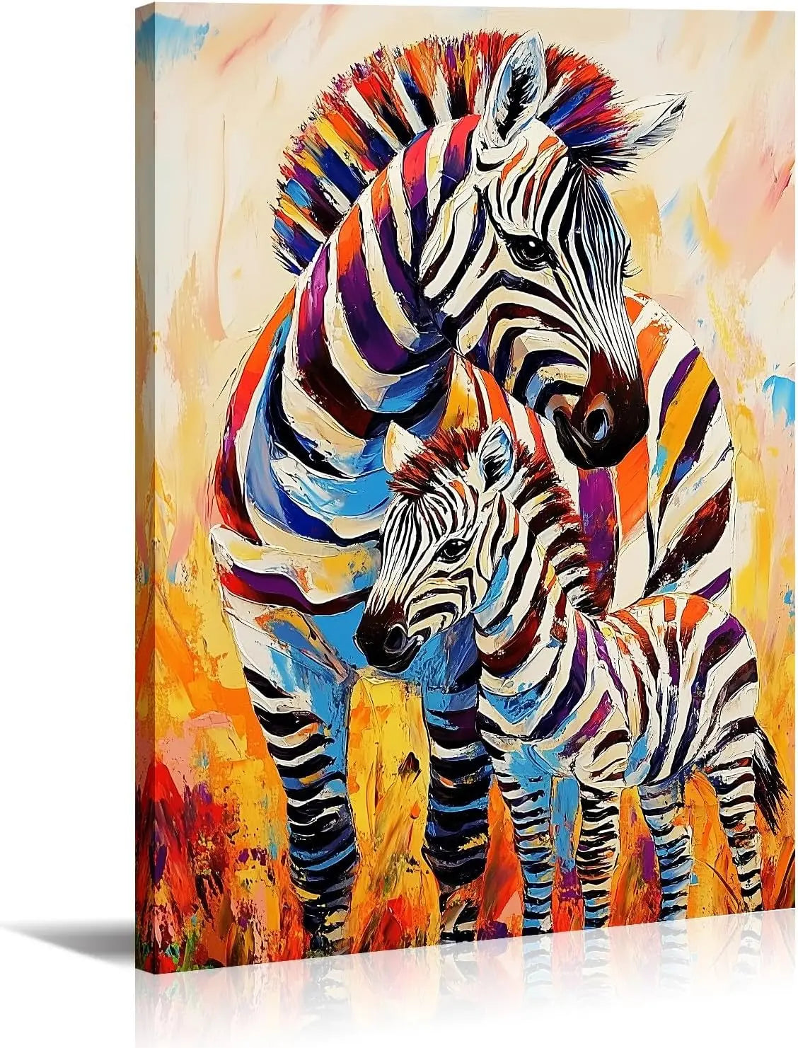 Large Lion Canvas Wall Art  Lion & Lioness with Red Rose Flower Picture