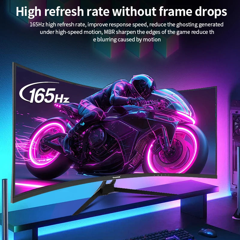 34 Inch Ultrawide Curved Gaming Monitor, 1500R PC Screen 165hz UWQHD 4K, Curved Computer Screen with Free Sync