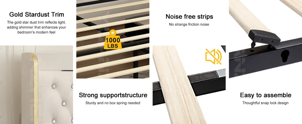 Queen LED Bed Frame with Galaxy Projector, Bluetooth Speaker, USB Ports, 4 Drawers