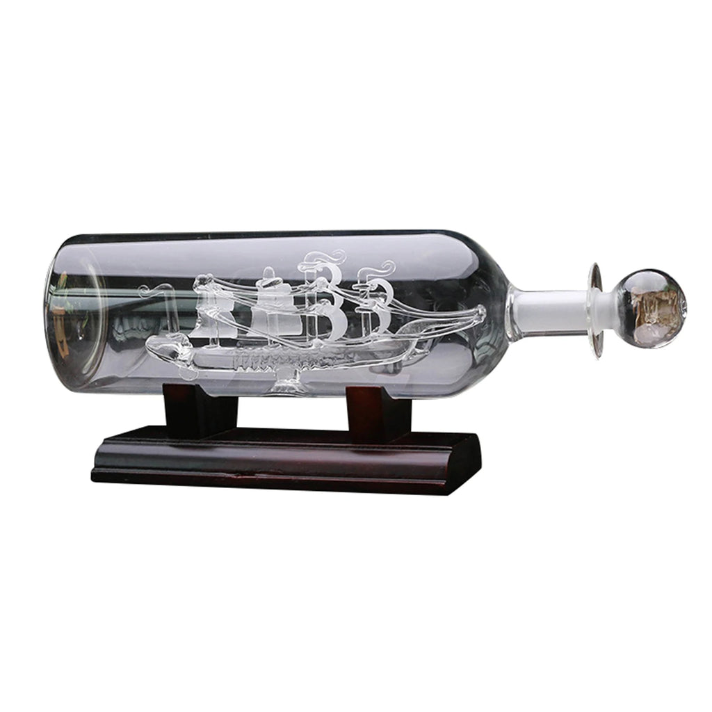 Sailboat in Glass Bottle Wooden Base