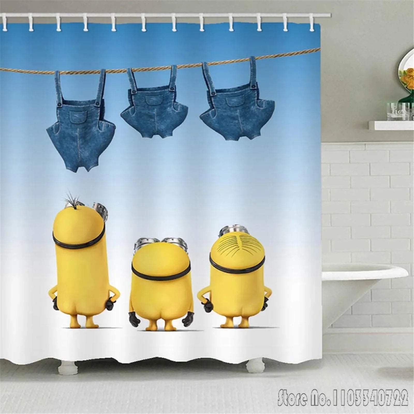 MINISO M-Minions Cartoon Colorful Shower Curtain 1pcs
