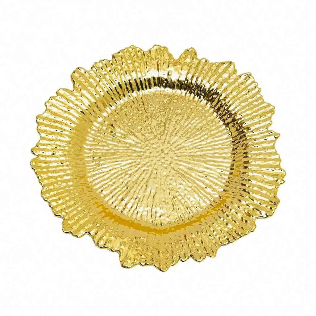 24pcs 13" Chargers Plate Round Gold Salad Reef Plate
