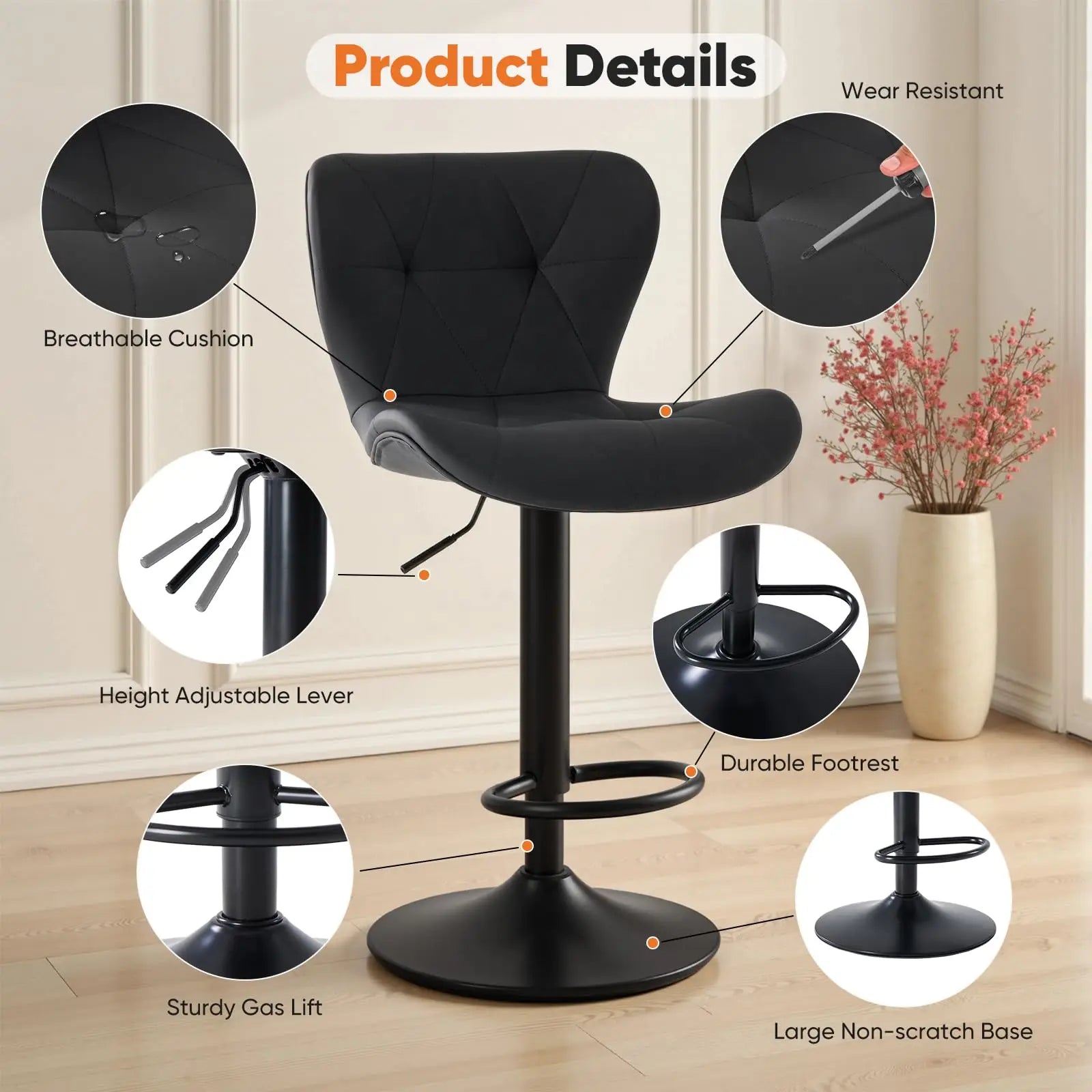 Ergonomic Faux Leather Dining Chairs Set of 2