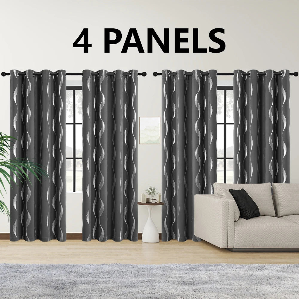 4PCS Blackout Curtains Grommet Thermal Insulated