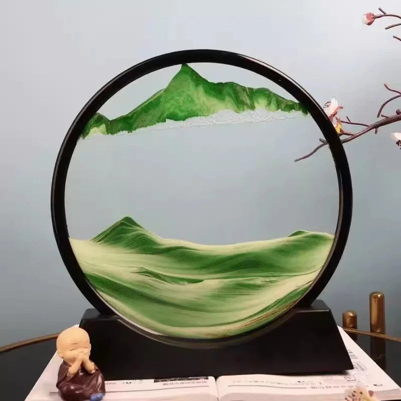 3D Moving Sand Art Picture Round Glass Deep Sea Sandscape