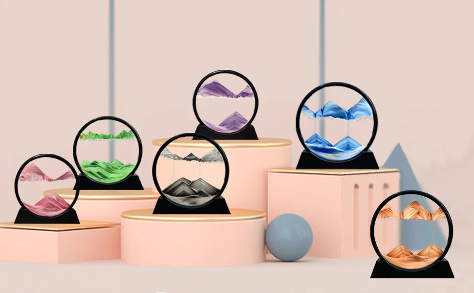 3D Moving Sand Art Picture Round Glass Deep Sea Sandscape