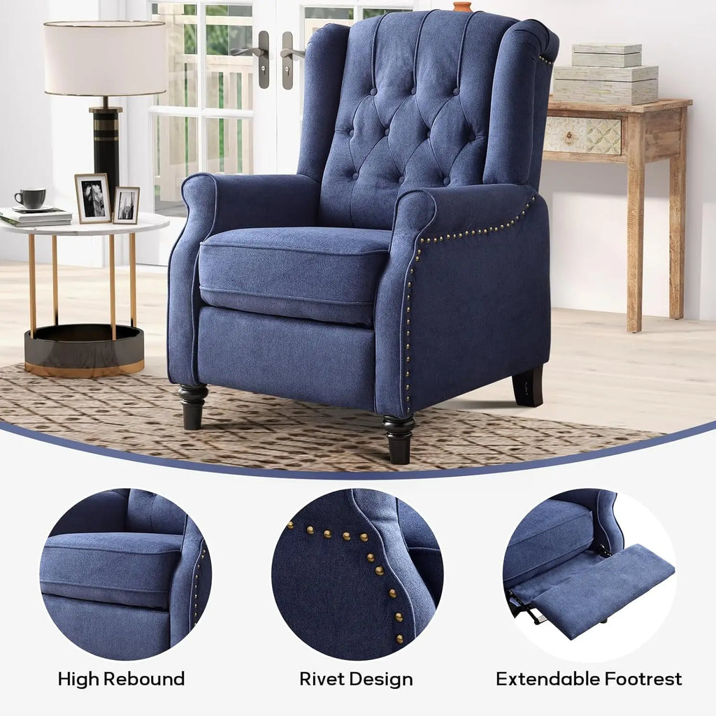 Push Back Recliner Chair Fabric Lounge